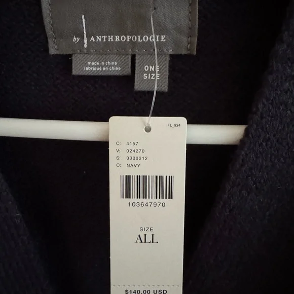 Anthropologie Dimensional Floral Crop Cardigan - Navy & White - Picture 4 of 5